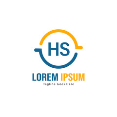 Initial HS logo template with modern frame. Minimalist HS letter logo vector illustration