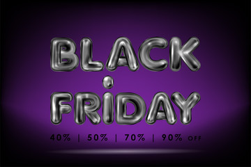 Black Friday black latex lettering on violet background