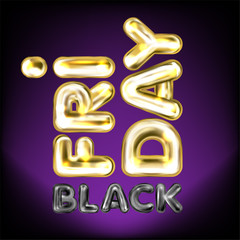 Black Friday balloon lettering on violet background