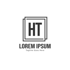 Initial HT logo template with modern frame. Minimalist HT letter logo vector illustration