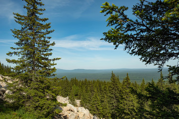 View from the top of the mountain to the national park. Photo wallpaper