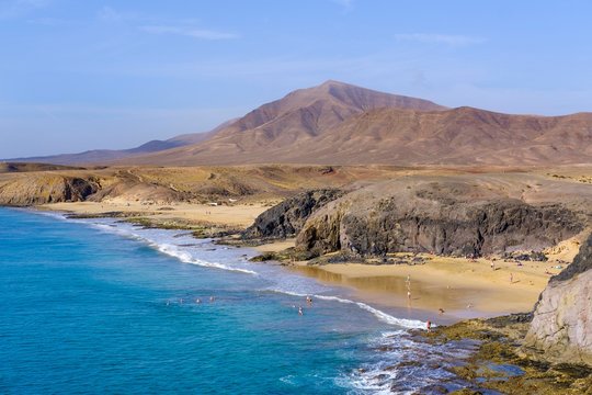 Playa de la Cera and Playa del Pozo, Papagayo beaches, Playas de Papagayo, Natural Park Monumento Natural de Los Ajaches, near Playa Blanca, Lanzarote, Canary Islands, Spain, Europe