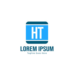 Initial HT logo template with modern frame. Minimalist HT letter logo vector illustration