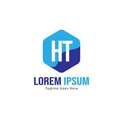 Initial HT logo template with modern frame. Minimalist HT letter logo vector illustration