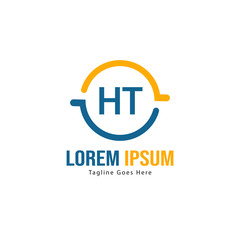Initial HT logo template with modern frame. Minimalist HT letter logo vector illustration