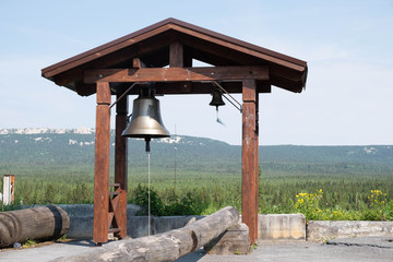 Arbor with bells on top. Holy place. Religion