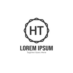 Initial HT logo template with modern frame. Minimalist HT letter logo vector illustration
