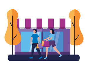 people shopping bag commerce concept