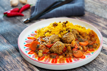 Moroccan beef kefta meatballs meatball and semolina