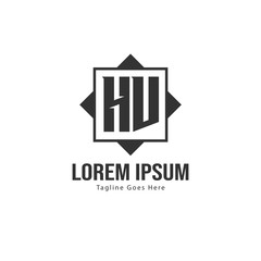 Initial HV logo template with modern frame. Minimalist HV letter logo vector illustration