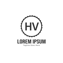 Initial HV logo template with modern frame. Minimalist HV letter logo vector illustration