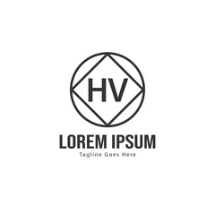Initial HV logo template with modern frame. Minimalist HV letter logo vector illustration