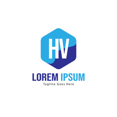 Initial HV logo template with modern frame. Minimalist HV letter logo vector illustration