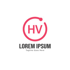 Initial HV logo template with modern frame. Minimalist HV letter logo vector illustration