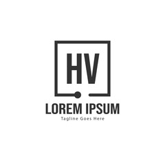 Initial HV logo template with modern frame. Minimalist HV letter logo vector illustration