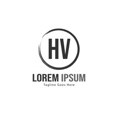 Initial HV logo template with modern frame. Minimalist HV letter logo vector illustration