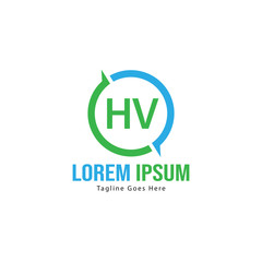 Initial HV logo template with modern frame. Minimalist HV letter logo vector illustration