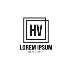 Initial HV logo template with modern frame. Minimalist HV letter logo vector illustration