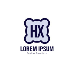 Initial HX logo template with modern frame. Minimalist HX letter logo vector illustration