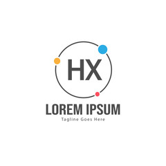Initial HX logo template with modern frame. Minimalist HX letter logo vector illustration