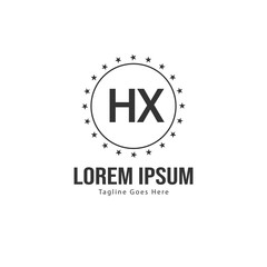 Initial HX logo template with modern frame. Minimalist HX letter logo vector illustration