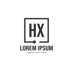 Initial HX logo template with modern frame. Minimalist HX letter logo vector illustration