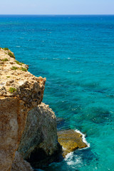  unreal blue and clear sea and rocks off the coast of Ayia Napa, Cyprus