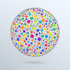 Geometric Design Element Isolated 3d Sphere of Colorful Gradient Circles.
