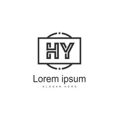 Initial HY logo template with modern frame. Minimalist HY letter logo vector illustration