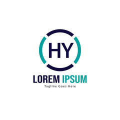 Initial HY logo template with modern frame. Minimalist HY letter logo vector illustration
