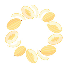 Cantaloupe round frame, vector illustration flat style