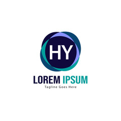 Initial HY logo template with modern frame. Minimalist HY letter logo vector illustration