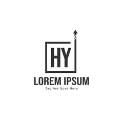 Initial HY logo template with modern frame. Minimalist HY letter logo vector illustration