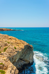  unreal blue and clear sea and rocks off the coast of Ayia Napa, Cyprus