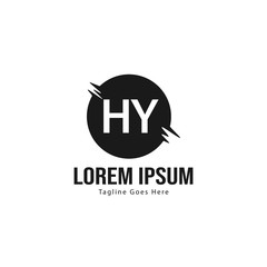 Initial HY logo template with modern frame. Minimalist HY letter logo vector illustration