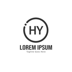 Initial HY logo template with modern frame. Minimalist HY letter logo vector illustration