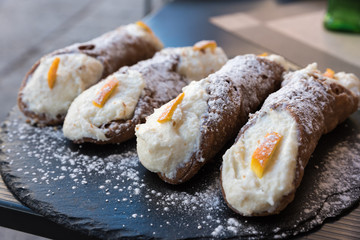 Sicilian cannoli with ricotta and candied