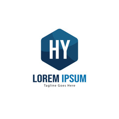 Initial HY logo template with modern frame. Minimalist HY letter logo vector illustration
