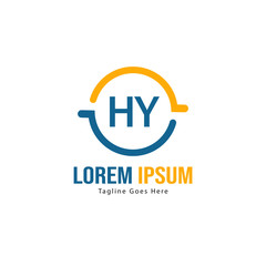 Initial HY logo template with modern frame. Minimalist HY letter logo vector illustration