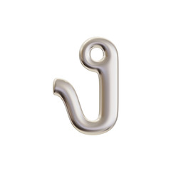 Thai Alphabet 3d rendering in silver metal color