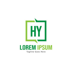 Initial HY logo template with modern frame. Minimalist HY letter logo vector illustration
