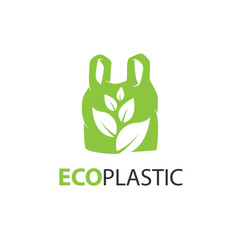 Plastic bag with leaf icon vector logo for biodegradable