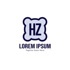 Initial HZ logo template with modern frame. Minimalist HZ letter logo vector illustration