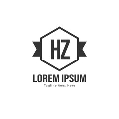 Initial HZ logo template with modern frame. Minimalist HZ letter logo vector illustration