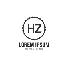 Initial HZ logo template with modern frame. Minimalist HZ letter logo vector illustration