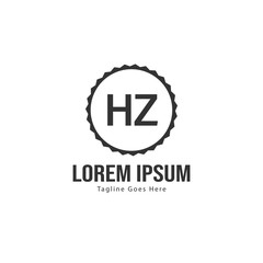Initial HZ logo template with modern frame. Minimalist HZ letter logo vector illustration