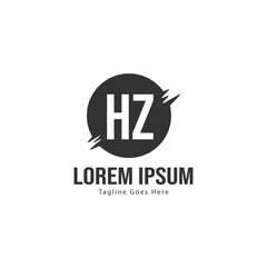 Initial HZ logo template with modern frame. Minimalist HZ letter logo vector illustration