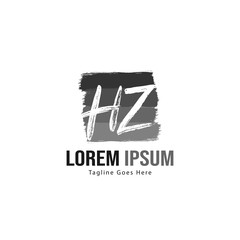 Initial HZ logo template with modern frame. Minimalist HZ letter logo vector illustration