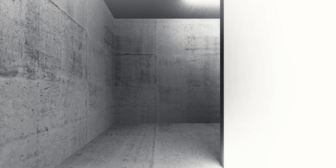 Concrete walls and empty white wall