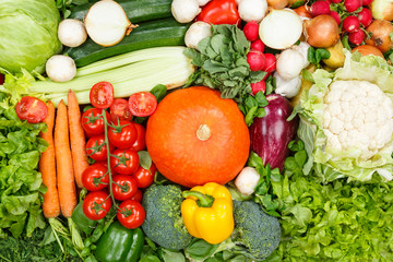 Food background vegetables collection tomatoes carrots potatoes bell pepper vegetable